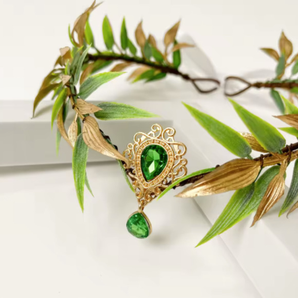 Cosplay Elf Tiara Crown with Ears Woodland Fairy Leaf Headpiece Fantasy Costume - Picture 3 of 10